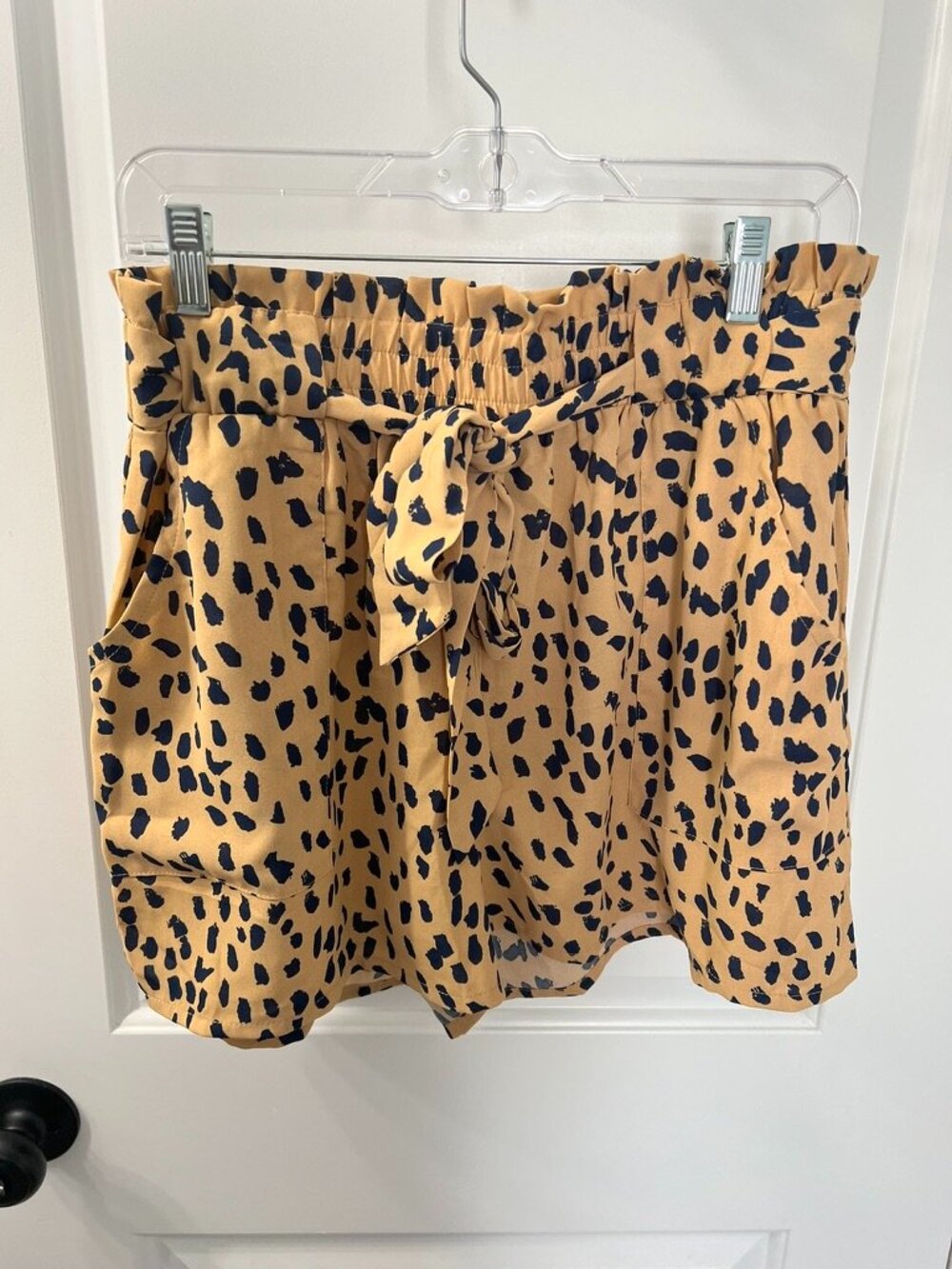 Imollence XL Paperbag Shorts Animal Print High Waist Tie Belt Summer Shorts